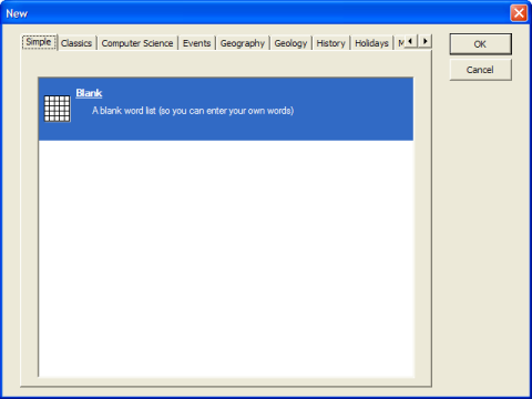 Creating a new Word Search project in Word Search Printer