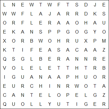 Example Word Search Puzzle